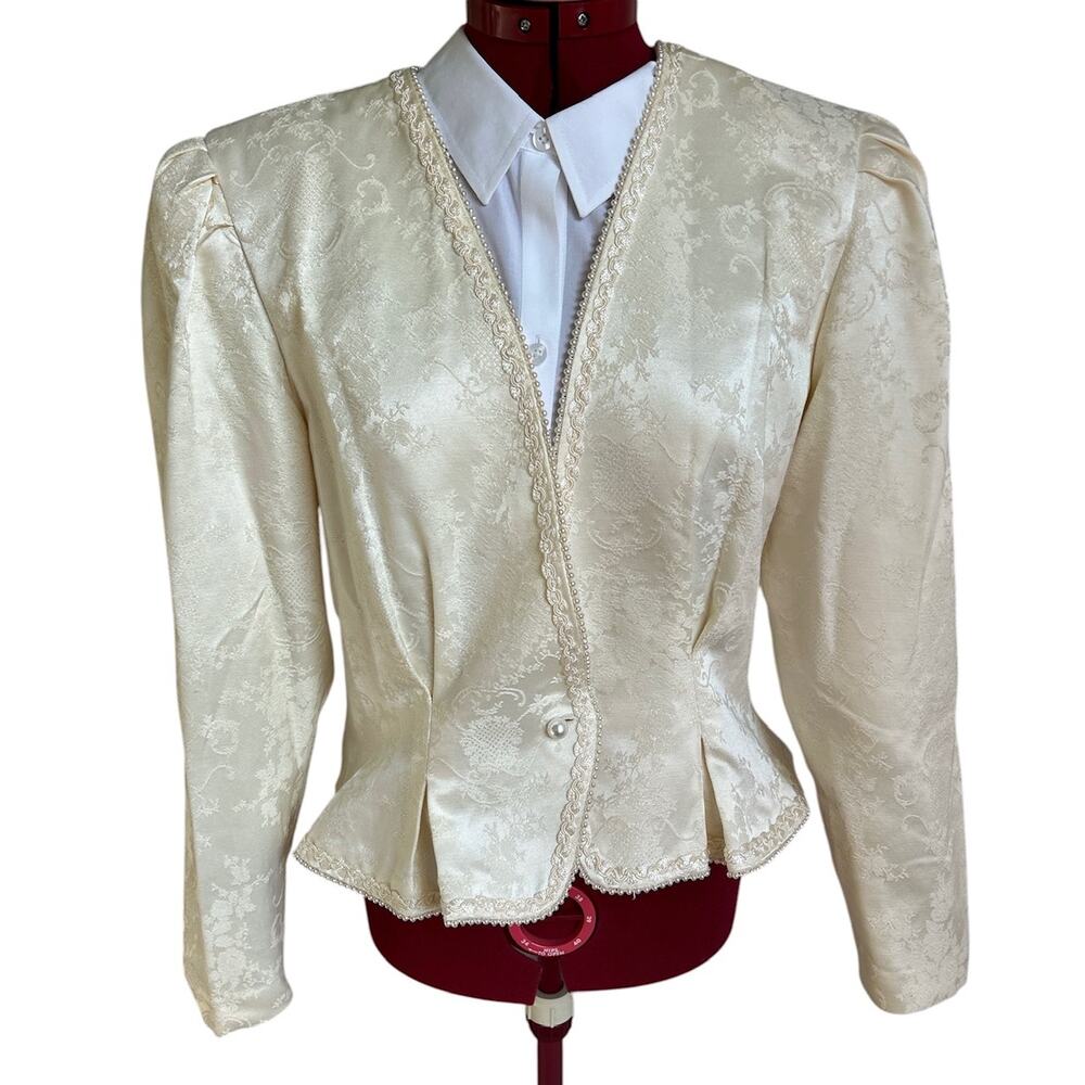 Vintage Nah Nah Jonathan Tait Size 13 14 Cotton Blend Bridal Jacket Cream